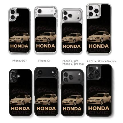 Honda Civic with flame decals Chris Brown Phone Case Black Electroplated Silver For Iphone 11 To 17