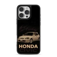 Honda Civic with flame decals iPhone 16 Pro Max Black Case