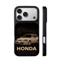 Honda Civic with flame decals iPhone 17 Pro Max Black Case