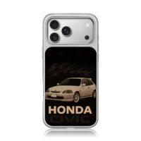 Honda Civic with flame decals iPhone 17 Pro Max Electroplated Silver Case1