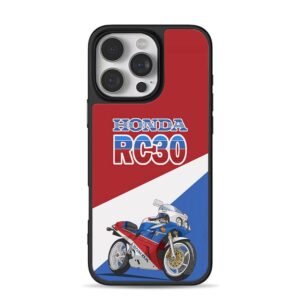 Honda RC30 motorcycle graphic art iPhone 16 Pro Max Black Case