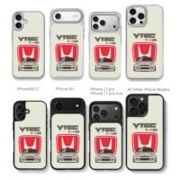 Honda red logo VTEC JDM sports car Chris Brown Phone Case Black Electroplated Silver For Iphone 11 To 17