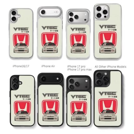Honda red logo VTEC JDM sports car Chris Brown Phone Case Black Electroplated Silver For Iphone 11 To 17