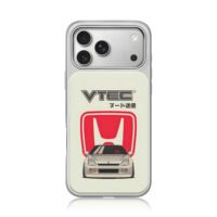 Honda red logo VTEC JDM sports car iPhone 17 Pro Max Electroplated Silver Case1