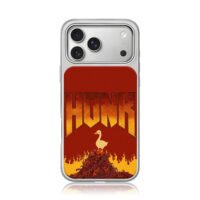 HONK duck on fire skull pile iPhone 17 Pro Max Electroplated Silver Case1