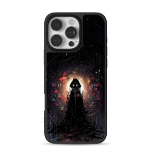 Hooded ghost in pixel tunnel iPhone 16 Pro Max Black Case