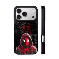 Hooded Spiderman math background iPhone 17 Pro Max Black Case