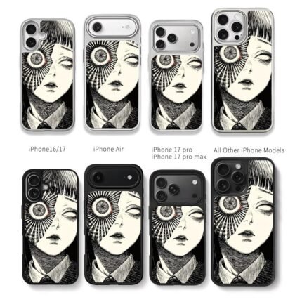 Horror junji ito girl half eye face Chris Brown Phone Case Black Electroplated Silver For Iphone 11 To 17