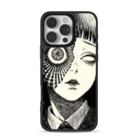Horror junji ito girl half eye face iPhone 16 Pro Max Black Case