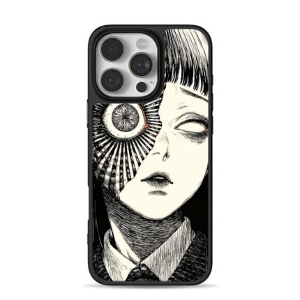 Horror junji ito girl half eye face iPhone 16 Pro Max Black Case