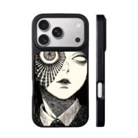 Horror junji ito girl half eye face iPhone 17 Pro Max Black Case