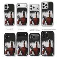 Horror red demon tiny grey being Chris Brown Phone Case Black Electroplated Silver For Iphone 11 To 17