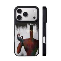 Horror red demon tiny grey being iPhone 17 Pro Max Black Case