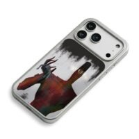 Horror red demon tiny grey being iPhone 17 Pro Max Electroplated Silver Case2