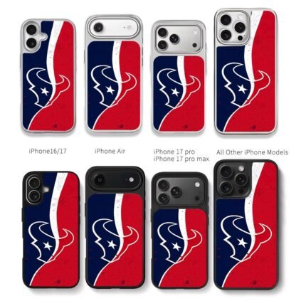 Houston Texans red white blue logo Chris Brown Phone Case Black Electroplated Silver For Iphone 11 To 17