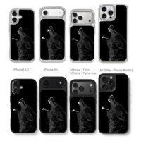 Howling wolf on black background Chris Brown Phone Case Black Electroplated Silver For Iphone 11 To 17