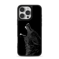 Howling wolf on black background iPhone 16 Pro Max Black Case