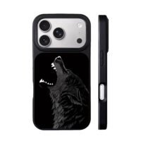 Howling wolf on black background iPhone 17 Pro Max Black Case