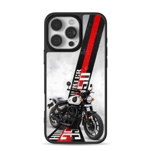 Hunter 350 bike racing stripes iPhone 16 Pro Max Black Case