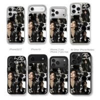 Hyunjin dark kpop star collage Chris Brown Phone Case Black Electroplated Silver For Iphone 11 To 17