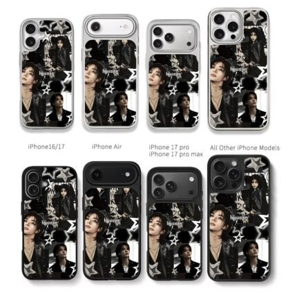 Hyunjin dark kpop star collage Chris Brown Phone Case Black Electroplated Silver For Iphone 11 To 17