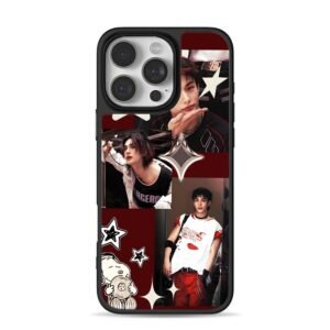 Hyunjin photo collage Snoopy stars iPhone 16 Pro Max Black Case
