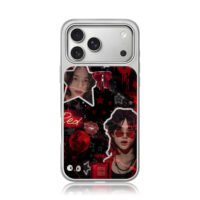 Hyunjin red Chanel kpop collage iPhone 17 Pro Max Electroplated Silver Case1