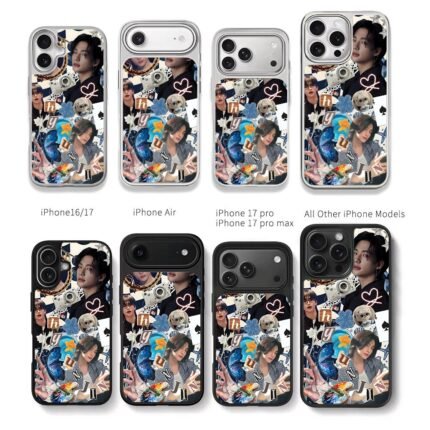Hyunjin SKZ collage plush camera Chris Brown Phone Case Black Electroplated Silver For Iphone 11 To 17