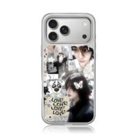 Hyunjin SKZ monochrome love collage iPhone 17 Pro Max Electroplated Silver Case1
