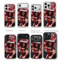 Hyunjin SKZ red Elmo cherry collage Chris Brown Phone Case Black Electroplated Silver For Iphone 11 To 17