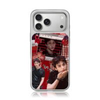 Hyunjin SKZ red Elmo cherry collage iPhone 17 Pro Max Electroplated Silver Case1