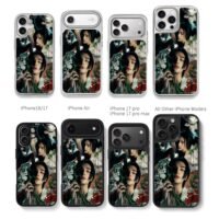 Hyunjin Stray Kids floral collage Chris Brown Phone Case Black Electroplated Silver For Iphone 11 To 17