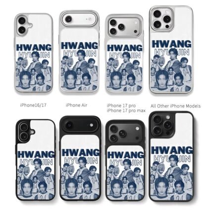 Hyunjin Stray Kids football collage Chris Brown Phone Case Black Electroplated Silver For Iphone 11 To 17