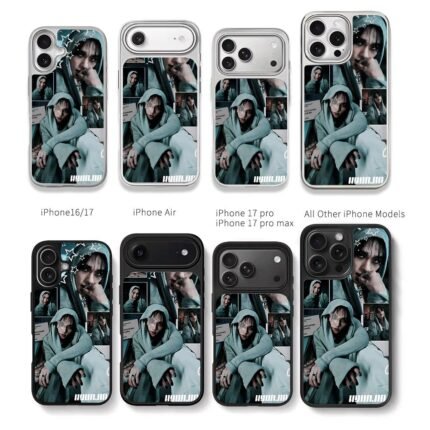 Hyunjin teal hoodie photo collage Chris Brown Phone Case Black Electroplated Silver For Iphone 11 To 17