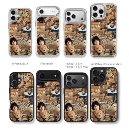 Hyunjin vintage teddy bear collage Chris Brown Phone Case Black Electroplated Silver For Iphone 11 To 17