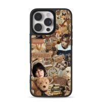 Hyunjin vintage teddy bear collage iPhone 16 Pro Max Black Case