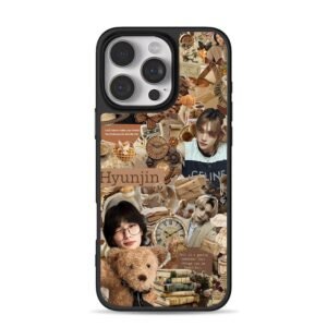 Hyunjin vintage teddy bear collage iPhone 16 Pro Max Black Case