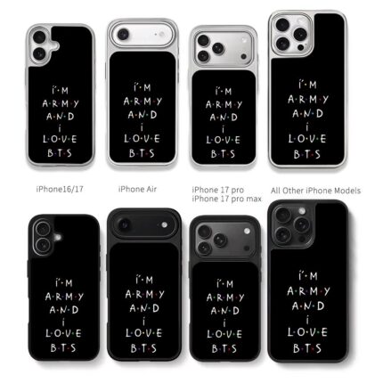I am ARMY AND I LOVE BTS Chris Brown Phone Case Black Electroplated Silver For Iphone 11 To 17