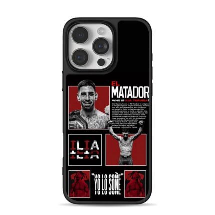 Ilia Topuria UFC El Matador collage iPhone 16 Pro Max Black Case