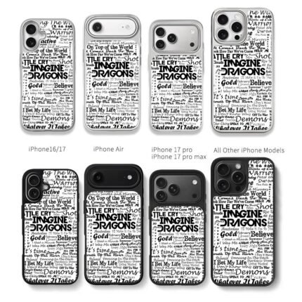 Imagine Dragons lyrics word collage Chris Brown Phone Case Black Electroplated Silver For Iphone 11 To 17