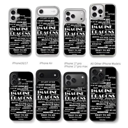 Imagine Dragons song titles art Chris Brown Phone Case Black Electroplated Silver For Iphone 11 To 17