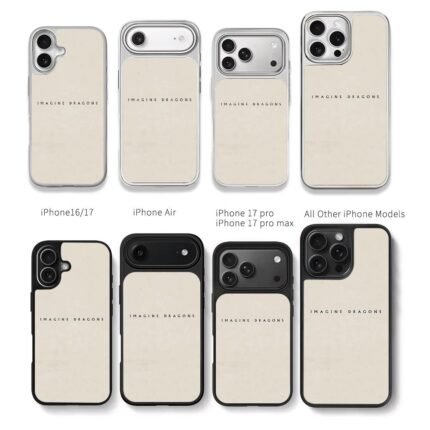 Imagine Dragons text on beige Chris Brown Phone Case Black Electroplated Silver For Iphone 11 To 17