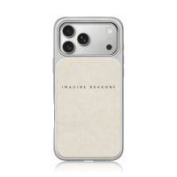 Imagine Dragons text on beige iPhone 17 Pro Max Electroplated Silver Case1