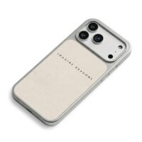 Imagine Dragons text on beige iPhone 17 Pro Max Electroplated Silver Case2