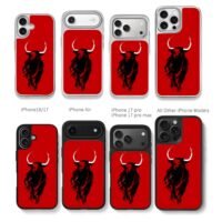 Ink charging bull on red background Chris Brown Phone Case Black Electroplated Silver For Iphone 11 To 17