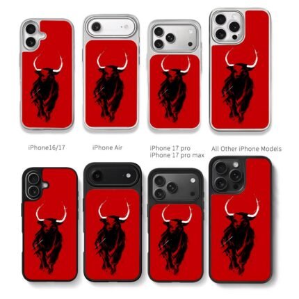 Ink charging bull on red background Chris Brown Phone Case Black Electroplated Silver For Iphone 11 To 17