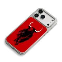 Ink charging bull on red background iPhone 17 Pro Max Electroplated Silver Case2