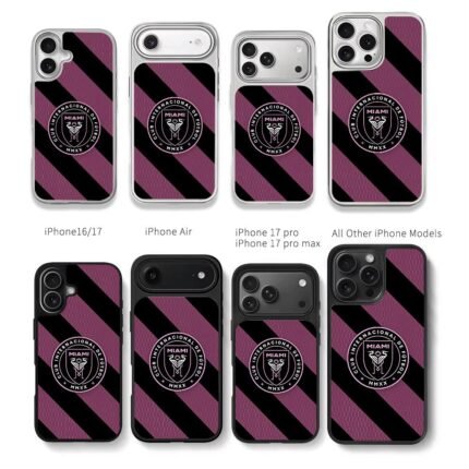 Inter Miami CF emblem on pink black Chris Brown Phone Case Black Electroplated Silver For Iphone 11 To 17