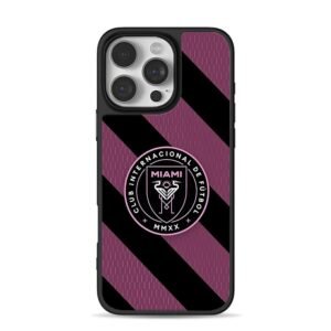 Inter Miami CF emblem on pink black iPhone 16 Pro Max Black Case