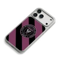Inter Miami CF emblem on pink black iPhone 17 Pro Max Electroplated Silver Case2